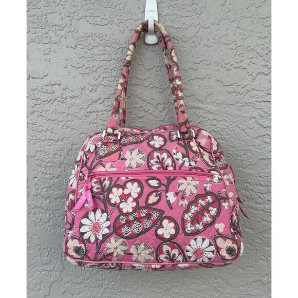 Vera Bradley Tote Shoulder Bag Pink Blush Floral Medium Zipper Closure - Picture 4 of 13
